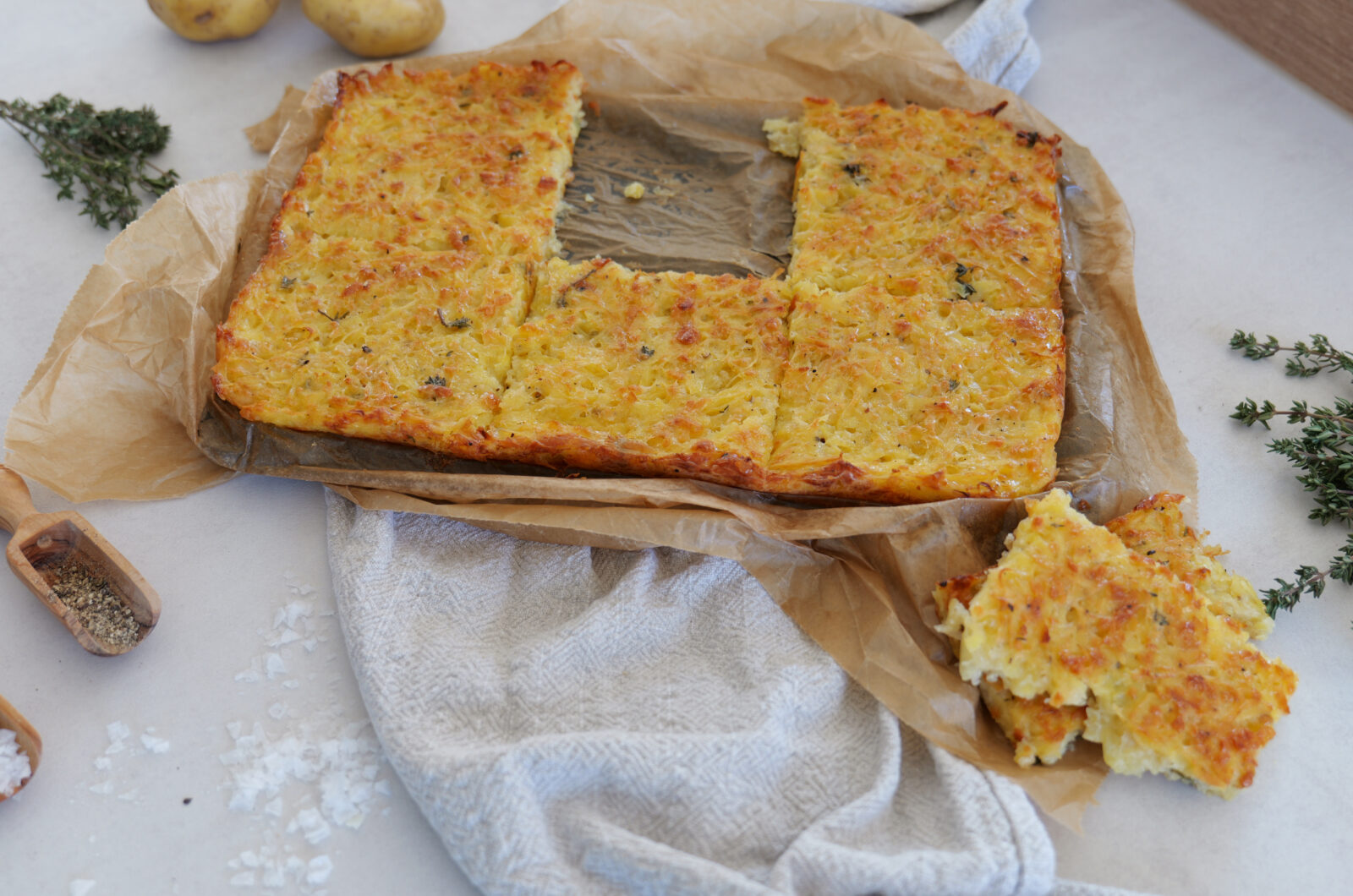 Kartoffelrösti aus dem Ofen mit Halloumi