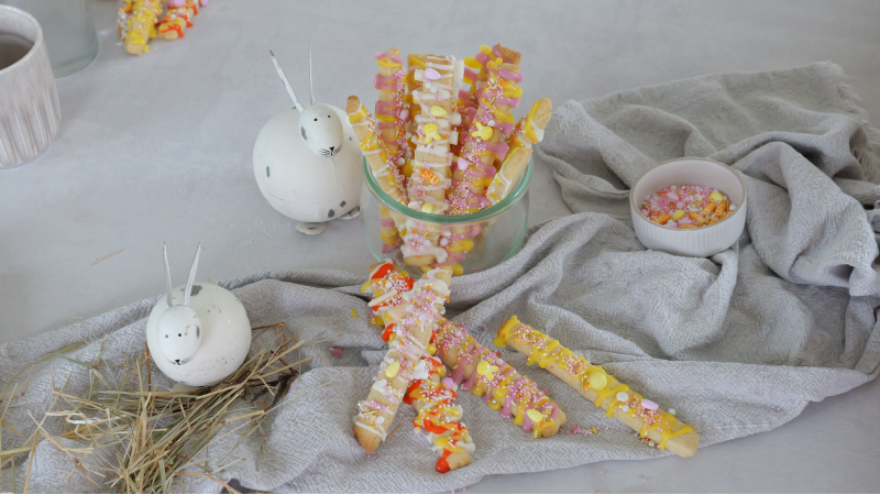 Mürbeteigkekse für Ostern als Sticks