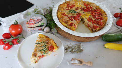 Mediterrane Kartoffelquiche mit Gemüse & Frischkäseguss