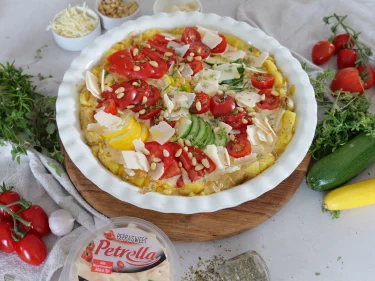 Mediterrane Kartoffelquiche mit Gemüse & Frischkäseguss