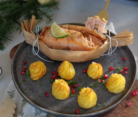 Lachssteak mit Spinat & getrockneten Tomaten (Airfryer)