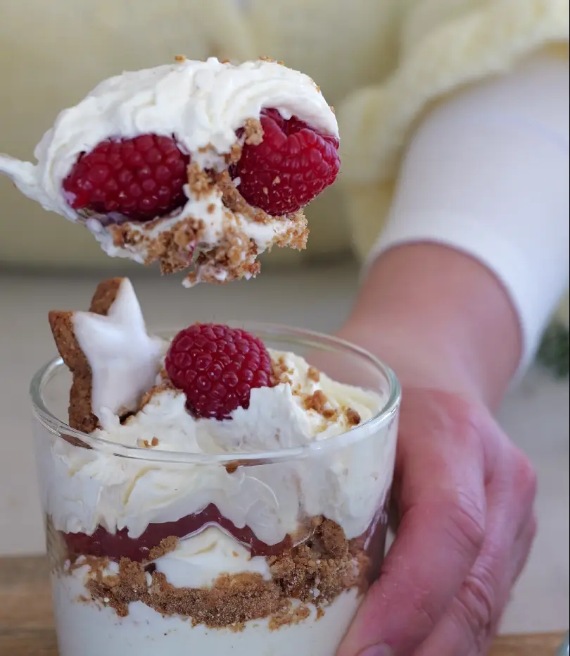 Zimtsterne-Himbeerdessert