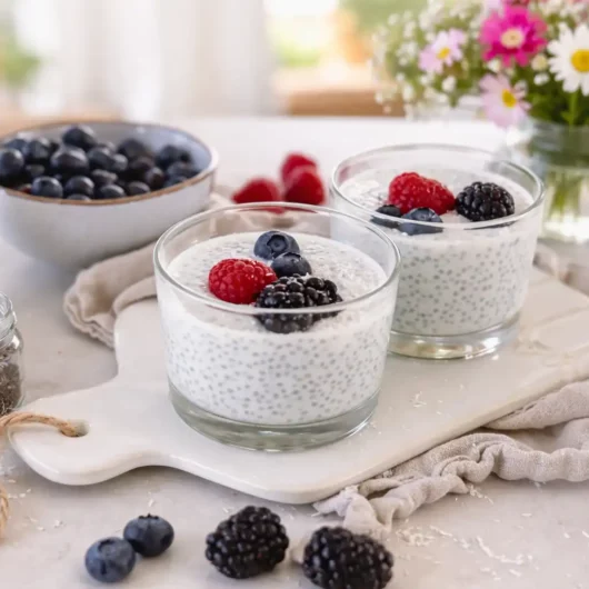 Cremiger Chia Pudding mit Beeren